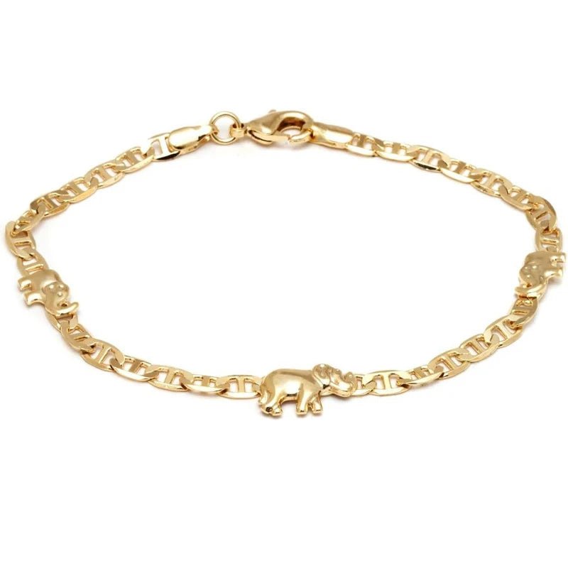 18K Gold Plated Flat Marina Elephant Anklet Bracelet for Women Teen Girls - Katana's Karats