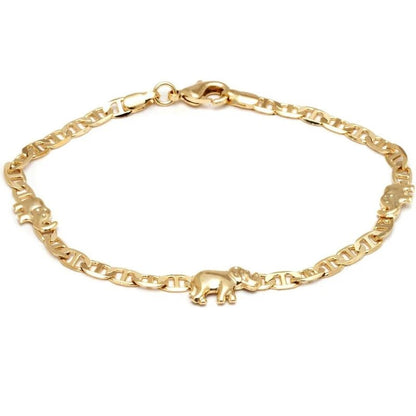 18K Gold Plated Flat Marina Elephant Anklet Bracelet for Women Teen Girls - Katana's Karats