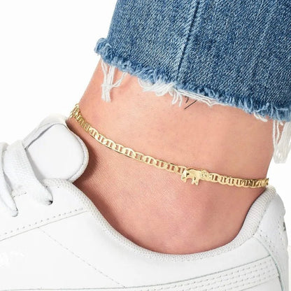 18K Gold Plated Flat Marina Elephant Anklet Bracelet for Women Teen Girls - Katana's Karats