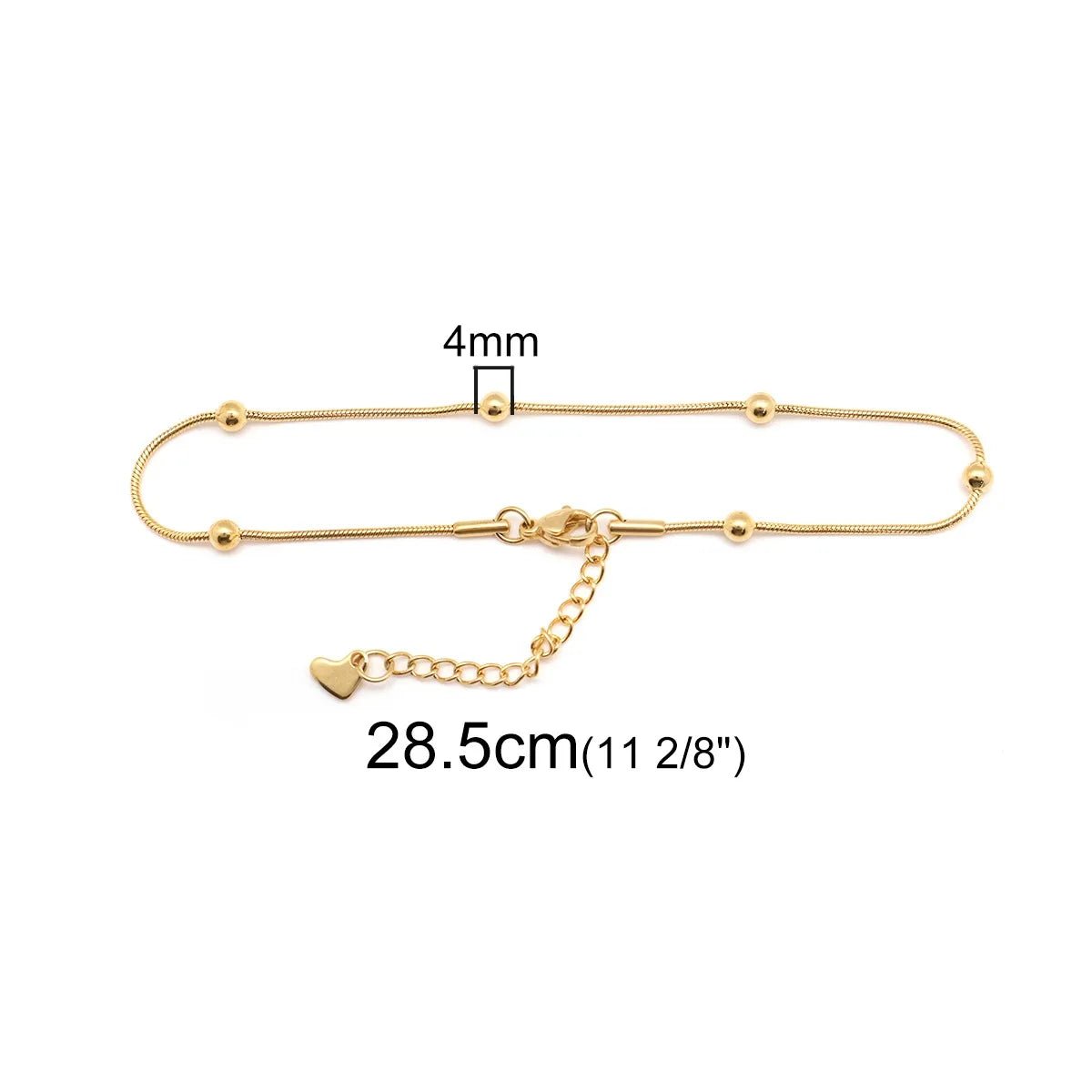 1PC 23.3cm Stainless Steel Anklet For Women Foot Bracelets Jewelry Gold Color Snake Chain Anklet 2021 Trend Birthday Gift - Katana's Karats