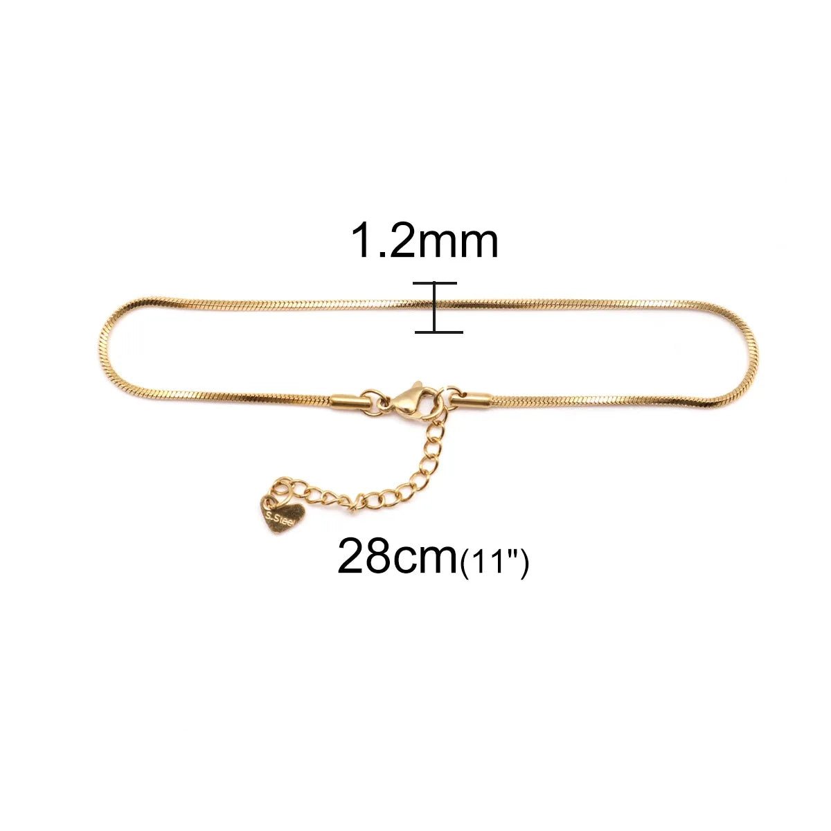 1PC 23.3cm Stainless Steel Anklet For Women Foot Bracelets Jewelry Gold Color Snake Chain Anklet 2021 Trend Birthday Gift - Katana's Karats