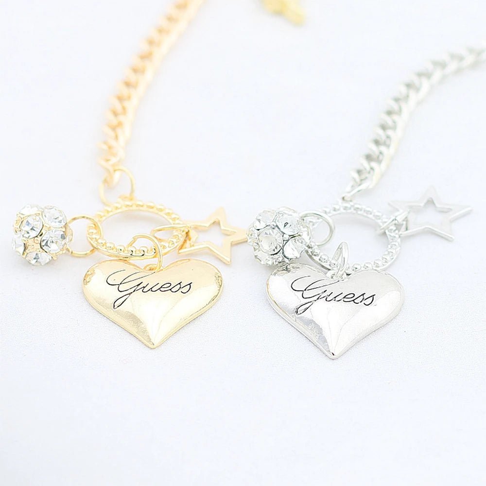 2024 Hot Sale Love Heart Charms Bracelets For Women Gold Silver Color Bracelet&Bangle Jewelry Europe American Style Gift - Katana's Karats