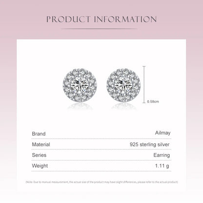 Ailmay Genuine 925 Sterling Silver Sun Flower Dazzling Cubic Zirconia Earrings For Women Classic Wedding Statement Jewelry