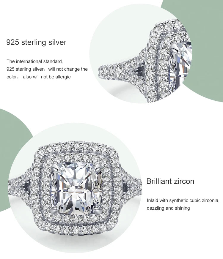 Ailmay New Arrival Trendy 925 Sterling Silver Luxury Square Cubic Zirconia Rings For Women Wedding Engagement Fine Jewelry Gift