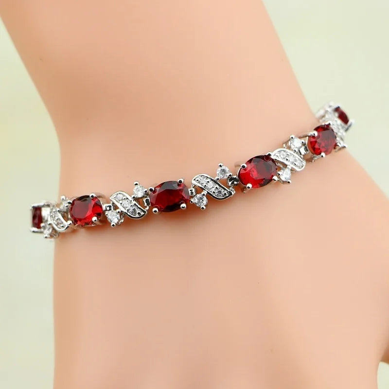 Exquisite Blue Pink Natural Crystal Zircon Trim Ladies Bracelet Fashion Versatile Casual Party Trend Jewelry Charm Bracelet