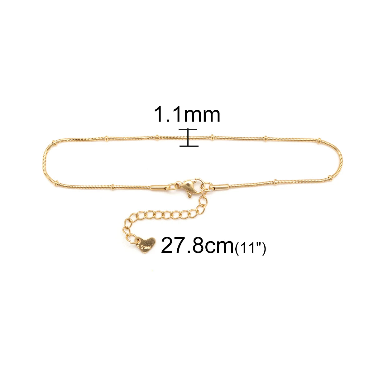 304 Stainless Steel Anklet For Women Gold Color Round Chain Anklet Leg Bracelets on the leg Jewelry Women Accessories, 1 Piece