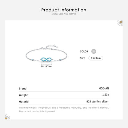 MODIAN Romantic Infinite Love Bracelet 925 Sterling Silver Vintage Natural Turquoise Chain Bracelets For Women Wedding Jewelry