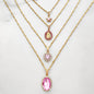 Flatfoosie New Multi-layer Pink Heart Crystal Pendant Necklace For Women Boho Butterfly Rhinestone Tennis Chain Necklace Jewelry