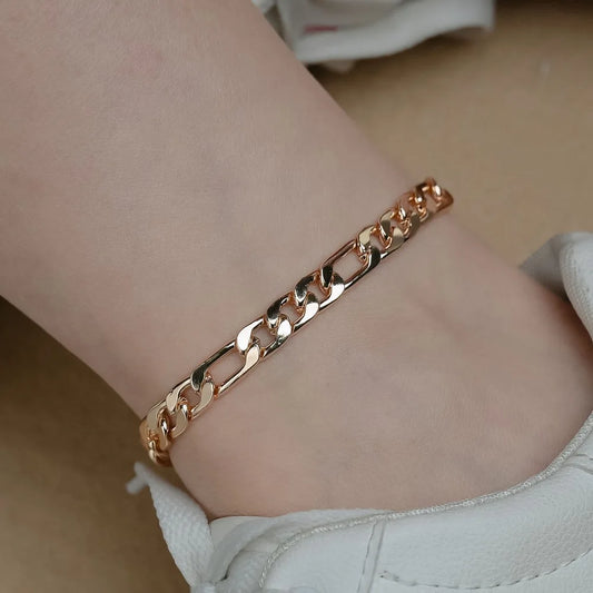 Cuban Link Chain Anklet For Women 14K Gold Color Figaro Anklets Bracelet on Leg Chain Barefoot Sandals Bohemia Jewelry on Foot