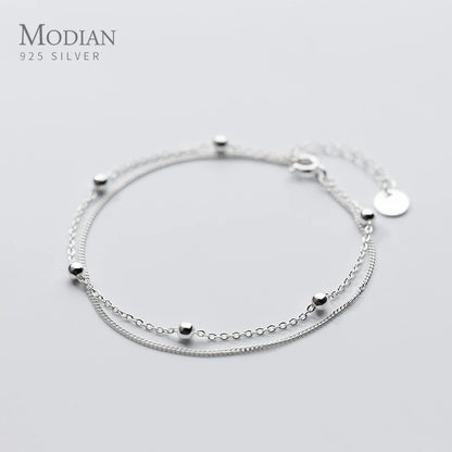 Modian Fashion Simple Beads Line Chain Bracelets For Women 100% 925 Sterling Silver Classic Charm Bracelet  S925 Silver Jewelry