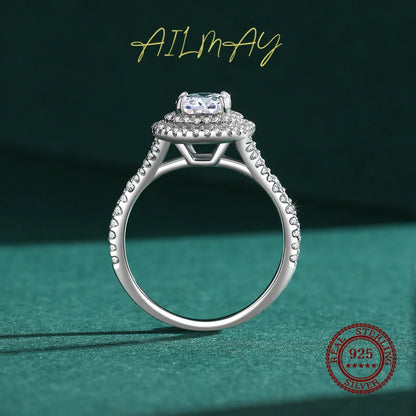 Ailmay Classic Luxury Oval Dazzling AAAAA Zirconia Finger Ring For Women Fashion 925 Sterling Silver Romantic Wedding Jewelry