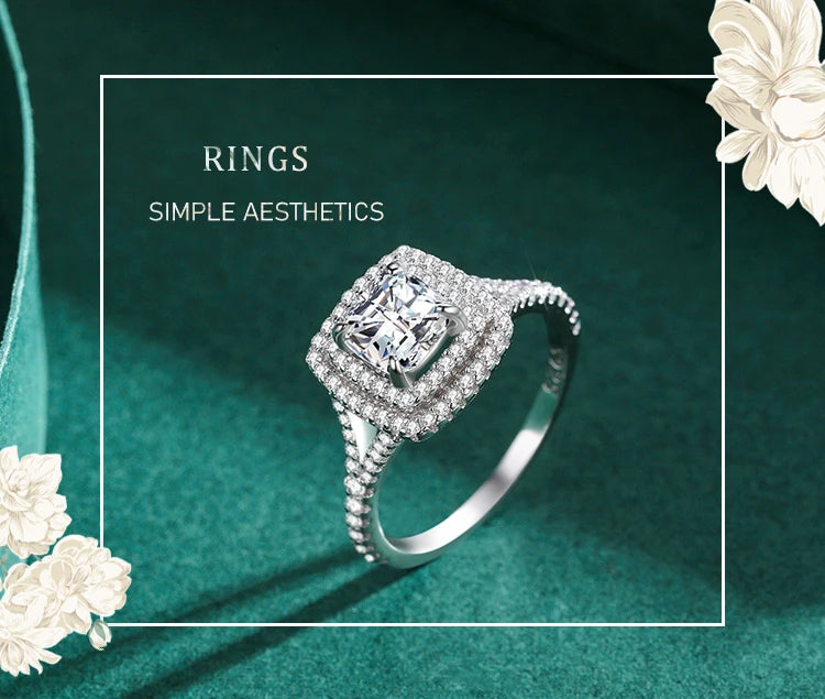 Ailmay New Arrival Trendy 925 Sterling Silver Luxury Square Cubic Zirconia Rings For Women Wedding Engagement Fine Jewelry Gift