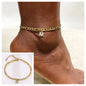 Stainless Steel Chain Anklet  for Women Girls Multi-layer Beach Ankle Bracelet Foot Link Chains Adjsutable