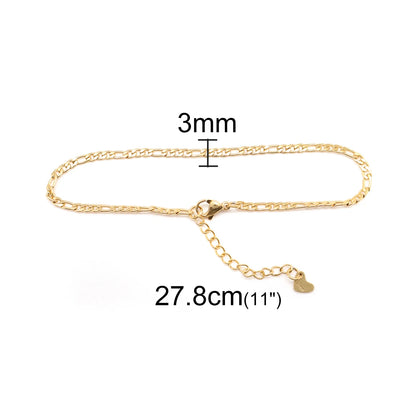 Fashion Women Chain Anklet 304 Stainless Steel Anklet Bracelets for Women Gold Color Jewelry Gifts 23cm(9") long , 1 Piece