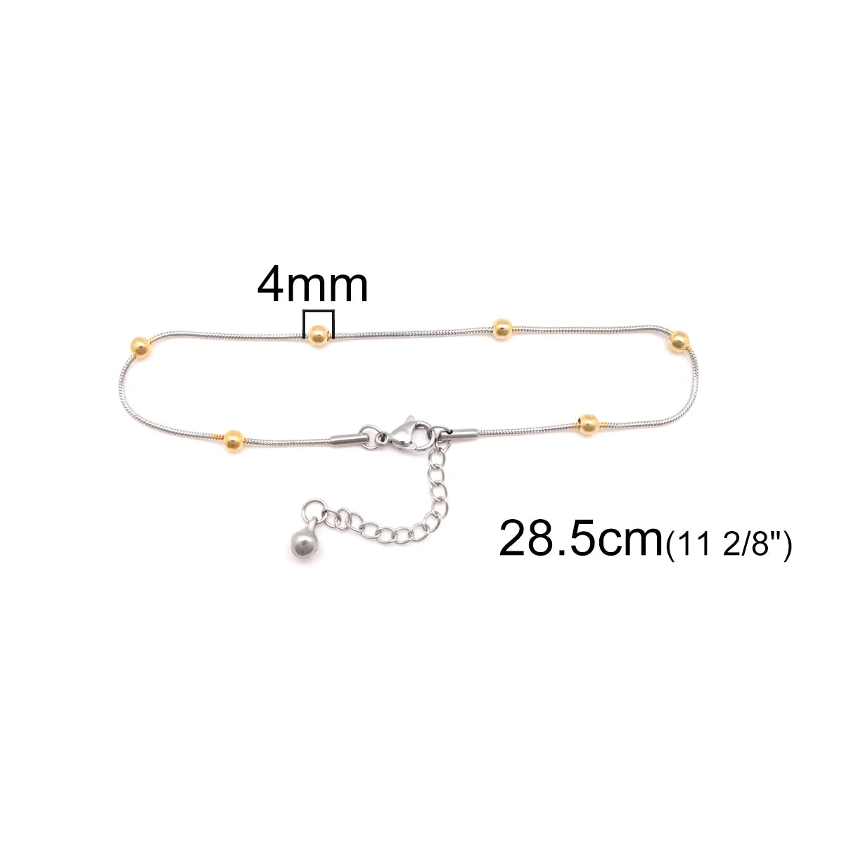 304 Stainless Steel Anklet Silver Color/Gold Color Golden Round Charm Anklet Bracelet For Women Jewelry Barefoot Chain, 1 Piece