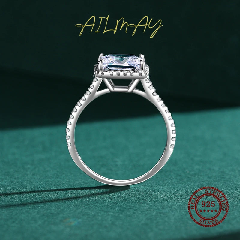 Ailmay 925 Sterling Silver Classic Luxury 3CT Emerald Cut Sparkling Water Drop Shape CZ Rings For Women Romantic Wedding Jewelry