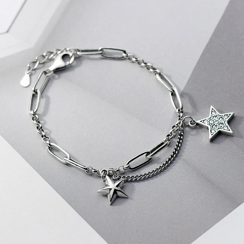 Modian Fashion 925 Sterling Silver Lovely Stars Retro Charm Bracelet Fit Women Hip Hop Style Bracelet Fine Jewelry 2020 Design