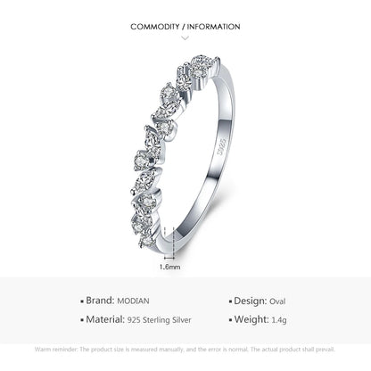 Modian Simple Stackable Cubic Zirconia Finger Rings For Women Solid 925 Sterling Silver Exquisite Fine Ring Fashion Jewelry Gift