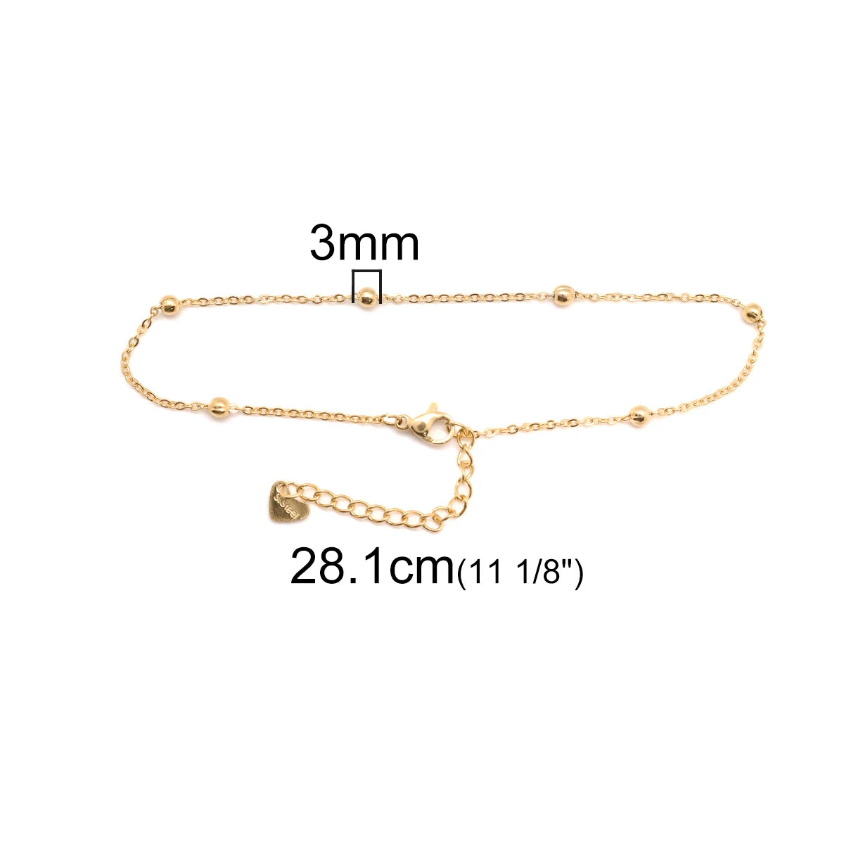 304 Stainless Steel Anklet Gold Color Round Chain Anklet Bracelet on the leg Jewelry Gift For Women Foot Jewelry Cool, 1 Piece