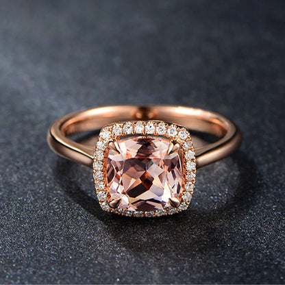 Luxury gemstone champagne crystal ring for women 18k Rose gold color engagement rings zircon diamond elegant party accessory