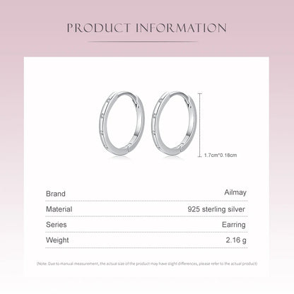 Ailmay Genuine 925 Sterling Silver Popular Round Earrings For Women Simple Design Dazzling Clear CZ Fine Hypoallergenic Jewelry