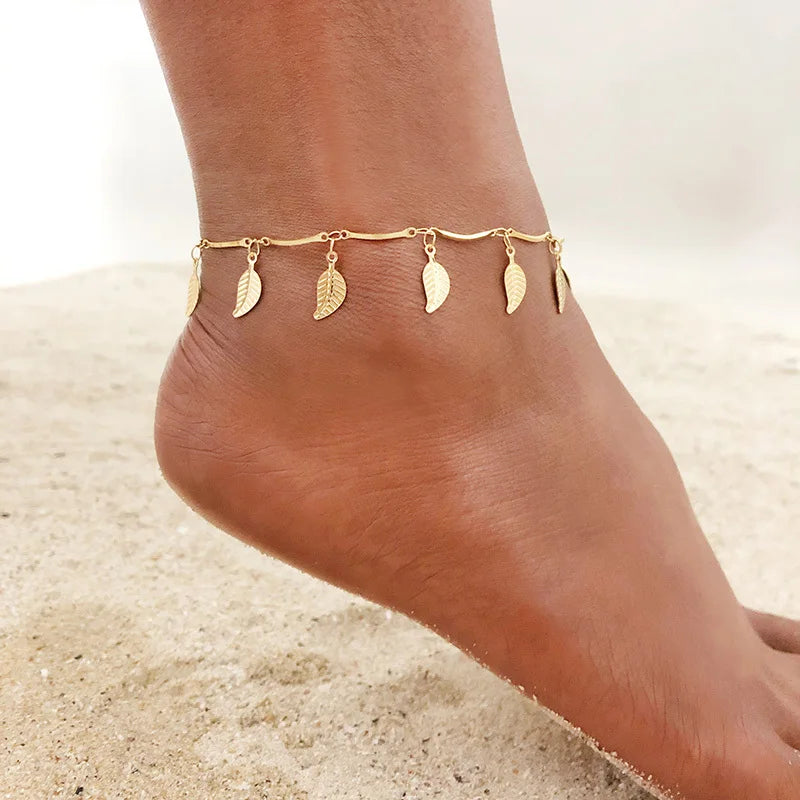 Stainless Steel Chain Anklet  for Women Girls Multi-layer Beach Ankle Bracelet Foot Link Chains Adjsutable