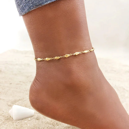 Anti Allergy Stainless Steel Women Snake Chain Anklets, Summer Ocean Beach Ankle Foot Leg Bracelet, Mother Daughter Gift Jewelry