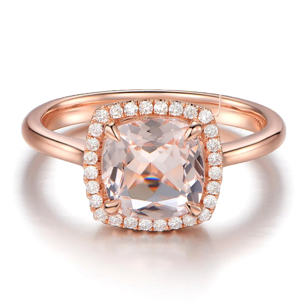 Luxury gemstone champagne crystal ring for women 18k Rose gold color engagement rings zircon diamond elegant party accessory