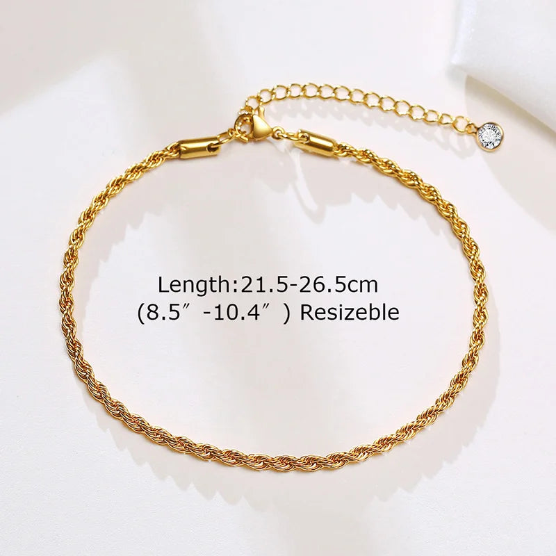 Stainless Steel Chain Anklet  for Women Girls Multi-layer Beach Ankle Bracelet Foot Link Chains Adjsutable