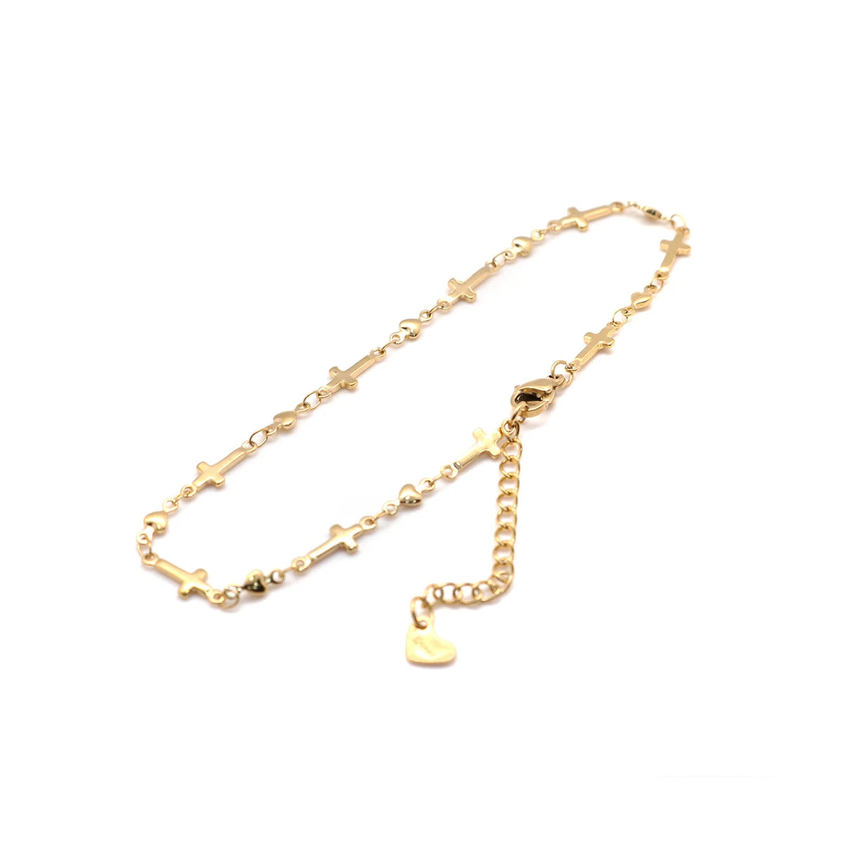 Fashion 304 Stainless Steel Anklet For Women Gold Color Cross Heart Anklet Bracelets on the Leg 2021 Trend Foot Jewelry,1 Piece