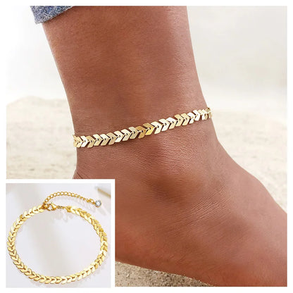 Stainless Steel Chain Anklet  for Women Girls Multi-layer Beach Ankle Bracelet Foot Link Chains Adjsutable