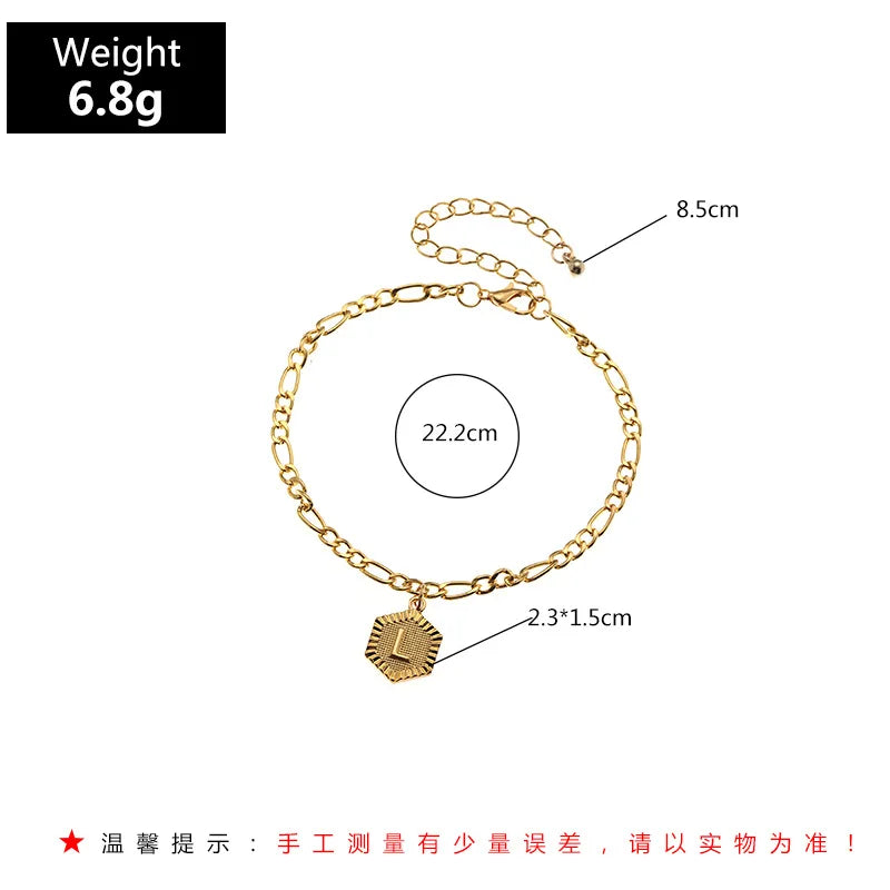 Ankle Bracelets for Women Simple English Alphabet Pendant Foot Jewelry Goth Accessories Cuban Link Anklet Chain Party 2023