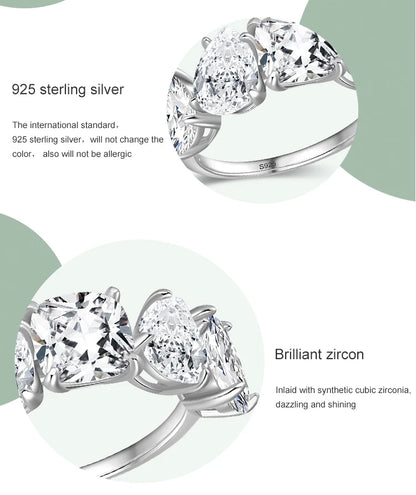 Ailmay Genuine 925 Sterling Silver Luxury Tremdy Dazzling Cubic Zirconia Rings For Women Classic Wedding Statement Jewelry