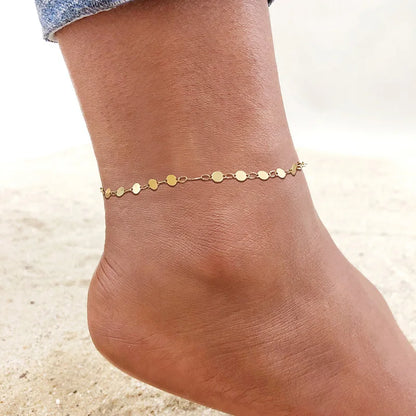 Anti Allergy Stainless Steel Women Snake Chain Anklets, Summer Ocean Beach Ankle Foot Leg Bracelet, Mother Daughter Gift Jewelry