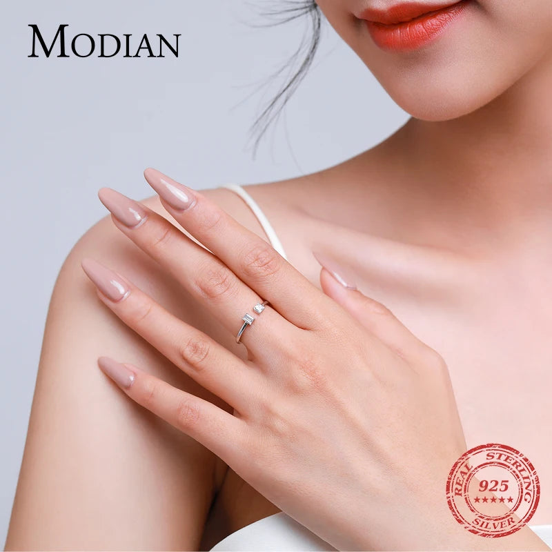 Modian Classic Real 925 Sterling Silver Irregular Sparkling Clear CZ Finger Ring For Women Charm Gold Color Wedding Fine Jewelry