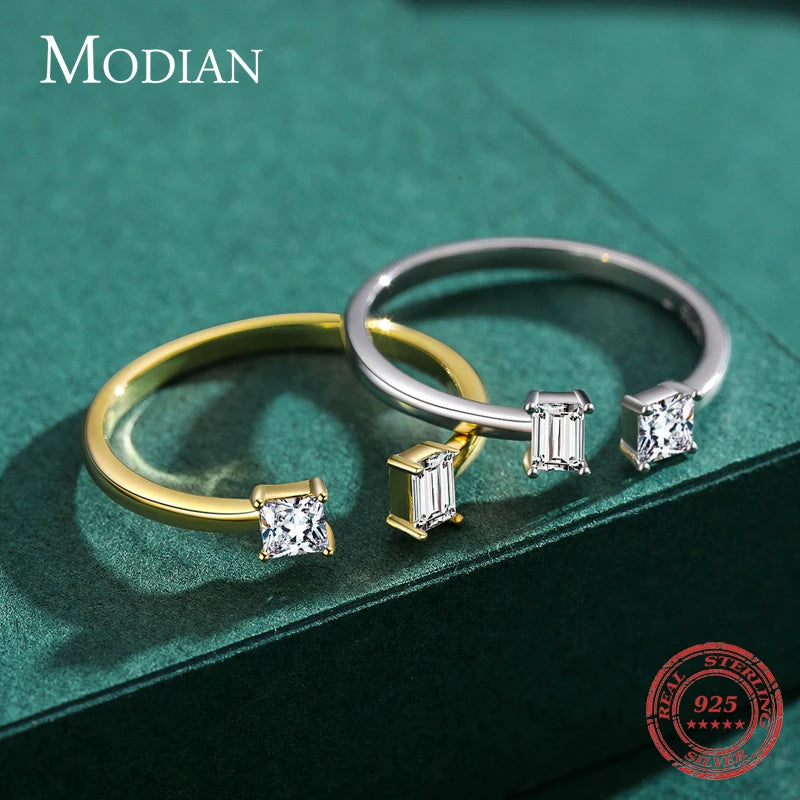 Modian Classic Real 925 Sterling Silver Irregular Sparkling Clear CZ Finger Ring For Women Charm Gold Color Wedding Fine Jewelry