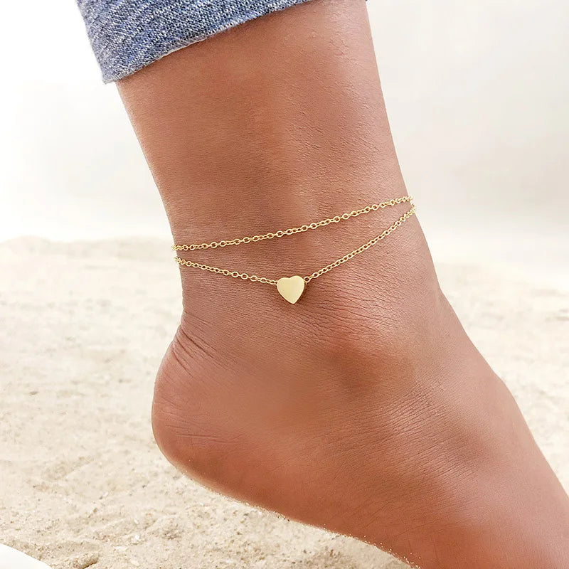 Anti Allergy Stainless Steel Women Snake Chain Anklets, Summer Ocean Beach Ankle Foot Leg Bracelet, Mother Daughter Gift Jewelry