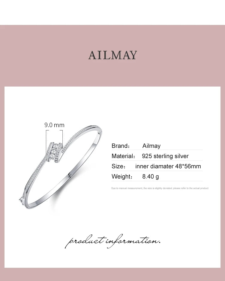 Ailmay 2021 New Design Fashion Charm Sparkling Ten Hearts Clear Zircon Classic CZ Bracelets For Women Wedding Engagement Jewelry