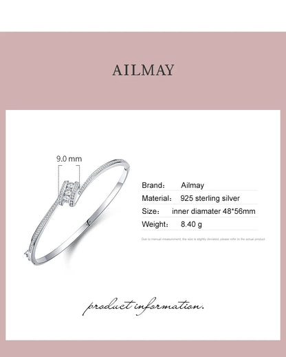 Ailmay 2021 New Design Fashion Charm Sparkling Ten Hearts Clear Zircon Classic CZ Bracelets For Women Wedding Engagement Jewelry