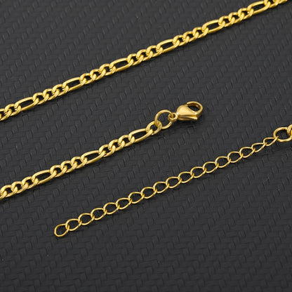 Chunky Figaro Chain Anklets For Women Punk Stainless Steel Gold Color Figaro Chain 21+10cm Anklet Chain Summer Jewelry Gift