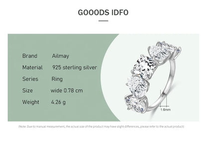 Ailmay Genuine 925 Sterling Silver Luxury Tremdy Dazzling Cubic Zirconia Rings For Women Classic Wedding Statement Jewelry