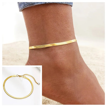 Stainless Steel Chain Anklet  for Women Girls Multi-layer Beach Ankle Bracelet Foot Link Chains Adjsutable