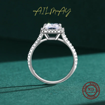 Ailmay Genuine 925 Sterling Silver Emerald Cut Classic Luxury Rectangle 3CT AAAAA CZ Rings For Women Romantic Wedding Jewelry