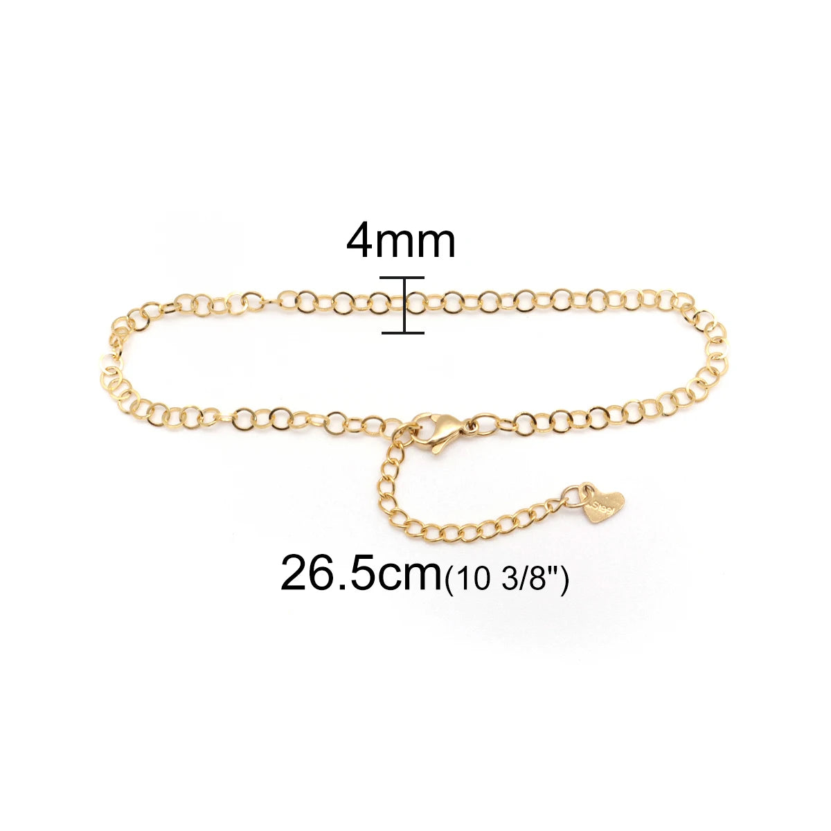 304 Stainless Steel Anklet For Women Gold Color Round Chain Anklet Leg Bracelets on the leg Jewelry Women Accessories, 1 Piece