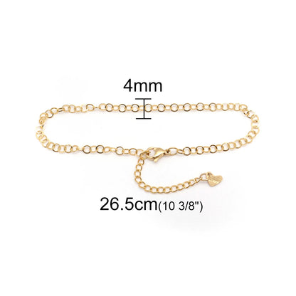 304 Stainless Steel Anklet For Women Gold Color Round Chain Anklet Leg Bracelets on the leg Jewelry Women Accessories, 1 Piece