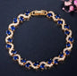 Exquisite Blue Pink Natural Crystal Zircon Trim Ladies Bracelet Fashion Versatile Casual Party Trend Jewelry Charm Bracelet