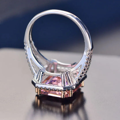 Charms Pink Quartz Wedding Rings Women's 925 Sterling Silver Jewelry Ring Romantic Gemstone Engagement Anniversary Party Gifts