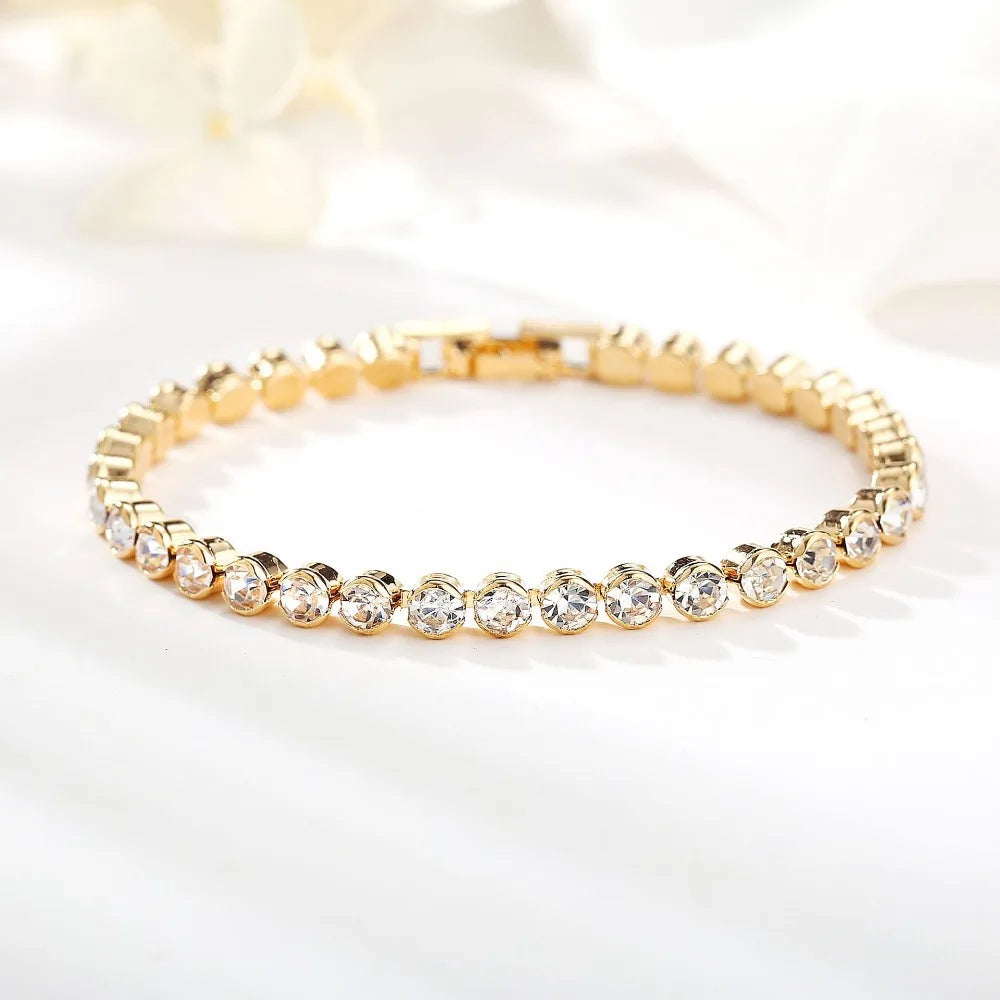 DIEZI Korean Luxury Crystal Bracelet For Women Wedding Gift Gold Silver Color Metal Roman Chain Bracelets Bangles Jewelry