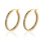 Hot Sale Inlay Zircon Half A Circle Hoop Earrings For Women Titanium Steel Gold Color Woman Crystal Earrings Jewelry Gift