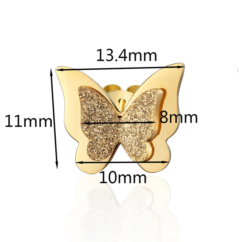 Classic Brand Jewelry A Pair Frosted Butterfly Stud Earrings Gold Color Stainless Steel Earrings for Women Best Jewelry Gift